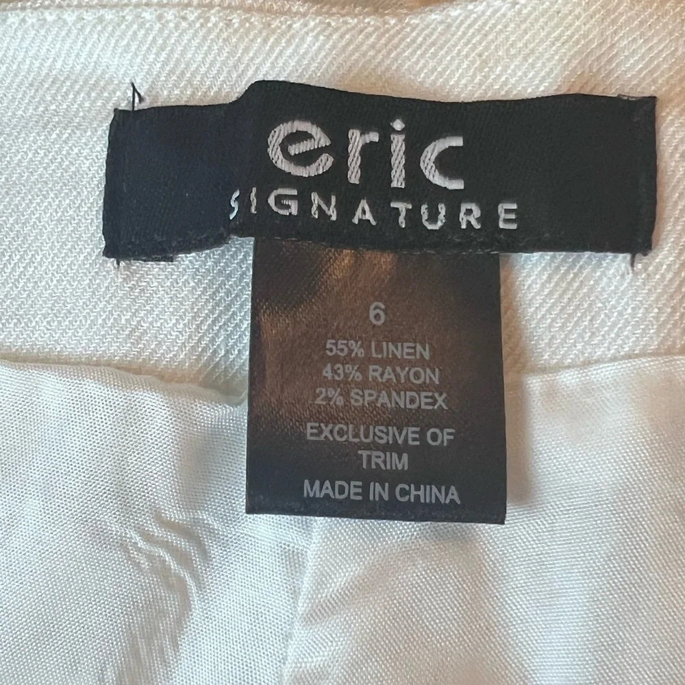 NWT ~ Eric Signature White lined linen pants